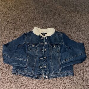 Almost Famous Blue Denim Jacket with White Fleece Collar
